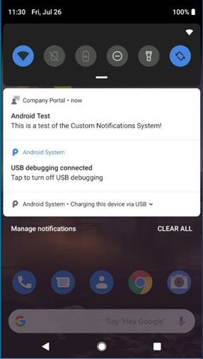 Notificación de prueba de Android