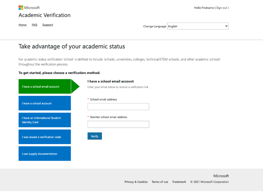 Verify academic status