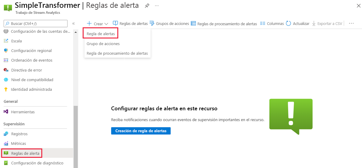 Screenshot that shows the Alert rules page in the Azure portal.