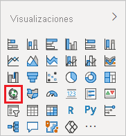Screenshot that shows the Map icon selected in the Visualizations pane.