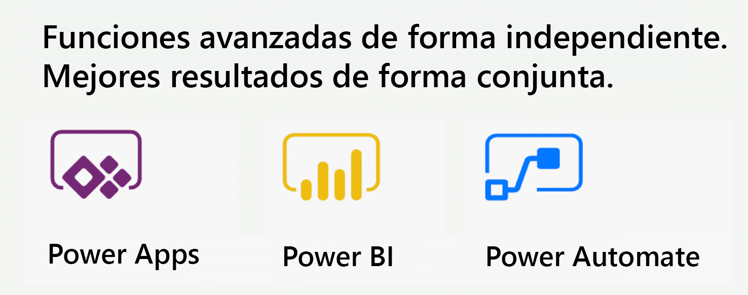 Diagrama de tecnologías de Microsoft Power Platform con iconos.