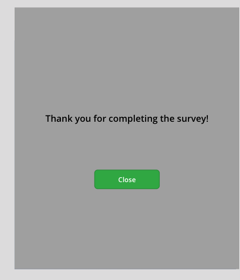 Captura de pantalla de un mensaje de finalización satisfactoria de la aplicación de encuesta.