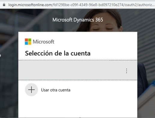 Captura de pantalla de la ventana de autenticación "Elegir una cuenta" de Microsoft