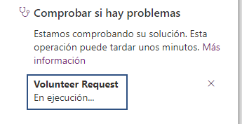 Captura de pantalla de Comprobar problemas con la Ejecución de solicitud voluntaria resaltada