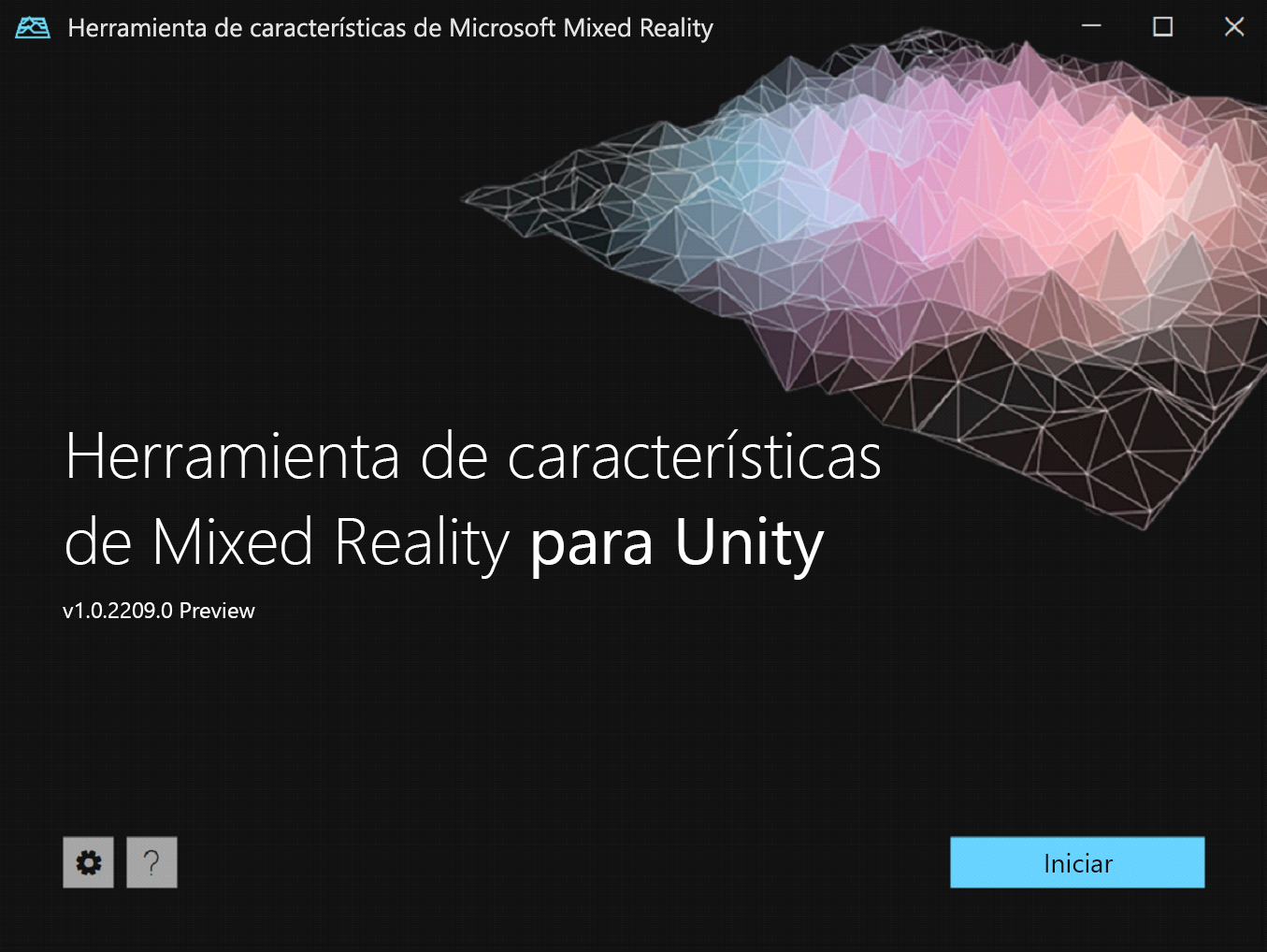 Screenshot of the Mixed Reality Feature Tool opening screen.