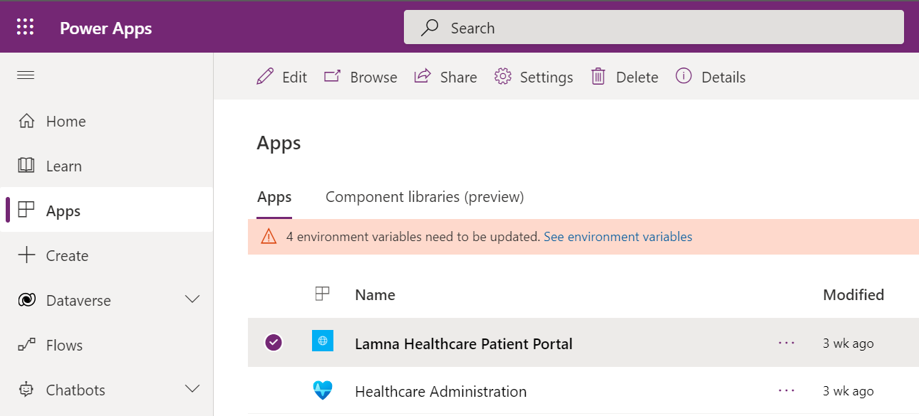 Screenshot of Lamna Healthcare Patient Portal in the Apps list.
