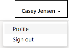Screenshot of the patient profile page dropdown menu with the Profile option selected.