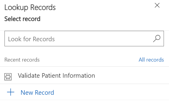 Screenshot of the Look for Records search box on the Lookup Records pane.