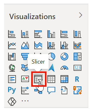 Captura de pantalla del objeto visual de segmentación en el panel Visualizaciones.