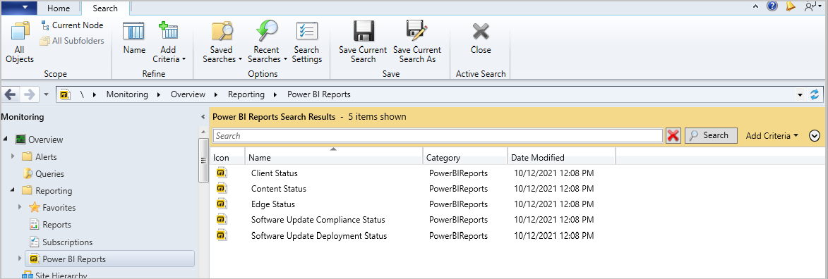 Ejecute el informe de ejemplo desde la consola de Configuration Manager