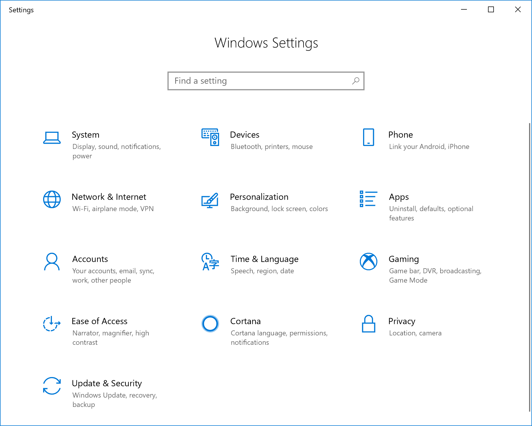Captura de pantalla de la configuración de Windows - Sistema