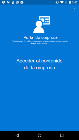 Una imagen de la aplicación de portal de empresa de Android que muestra en texto grande 