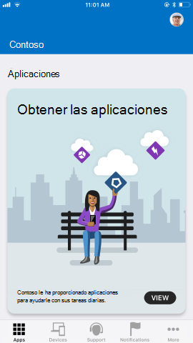 Captura de pantalla que muestra la aplicación del Portal de empresa para i O S / i Pad O S después de la actualización, Aplicaciones.