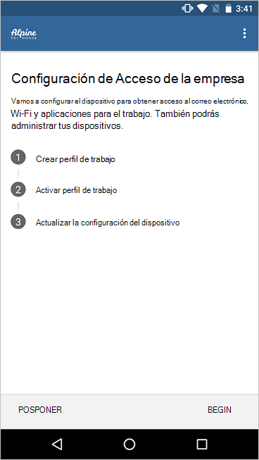 Imagen de ejemplo de la configuración del perfil de trabajo en Portal de empresa, que muestra una lista de comprobación simplificada y nuevos iconos.