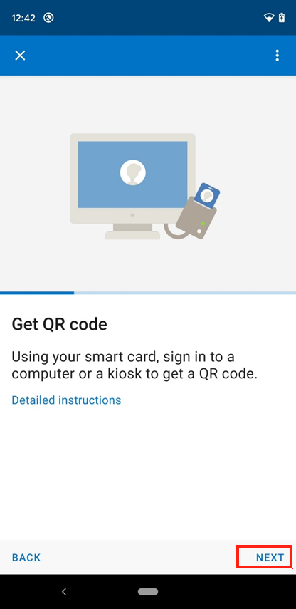 Captura de pantalla de ejemplo de la pantalla Obtener código QR Portal de empresa.