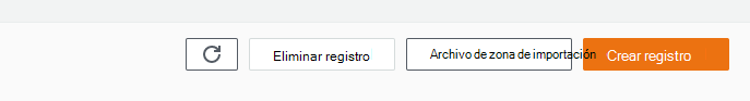 Captura de pantalla en la que selecciona Crear registro para agregar un registro TXT de verificación de dominio.
