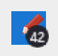 Icono de PWA en la barra de tareas de Windows, con un distintivo que muestra el número 42