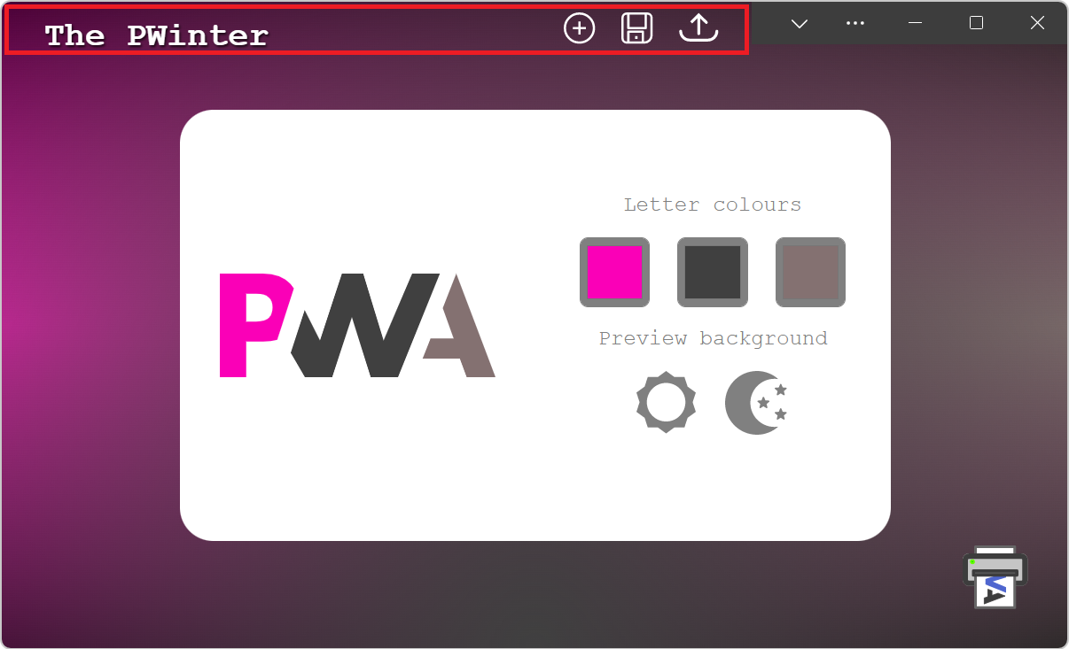 Una PWA, con una barra de título personalizada