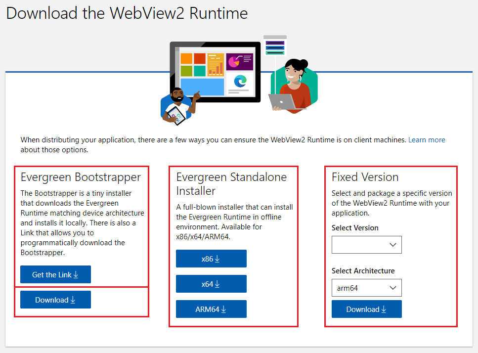 Opciones para distribuir y actualizar el entorno de ejecución de WebView2