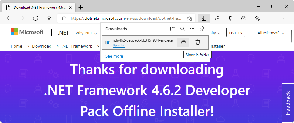 Descarga del paquete para desarrolladores de .NET Framework