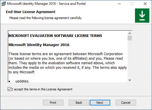 Imagen de pantalla del Contrato de licencia de usuario final