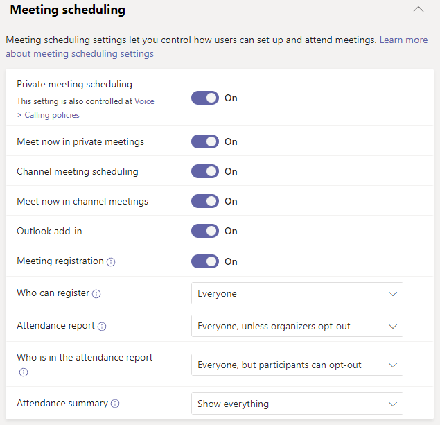 Captura de pantalla de la directiva de reunión.