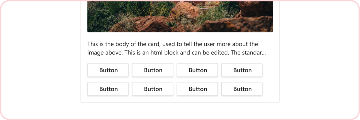 En la captura de pantalla se muestra el procedimiento recomendado para no sobrecargar a los usuarios con demasiadas acciones en una tarjeta adaptable.