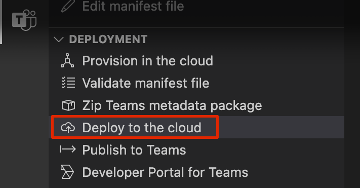 Captura de pantalla que muestra dónde hacer clic para implementar en la nube.