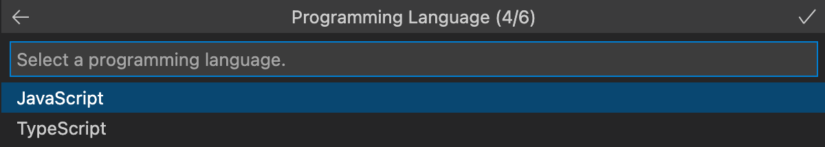 Captura de pantalla que muestra cómo seleccionar el lenguaje de programación.