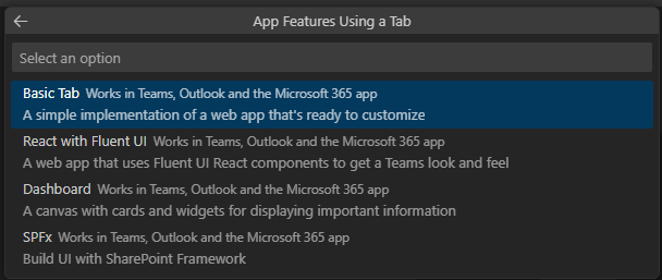 Captura de pantalla que muestra cómo agregar la característica de aplicación para agregarla a la nueva aplicación.