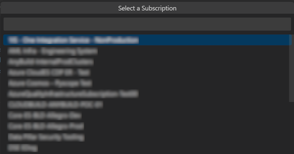 Captura de pantalla que muestra la selección de la suscripción existente.