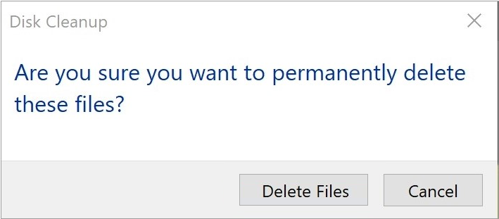 Captura de pantalla de la opción Eliminar archivos.