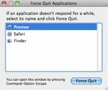 Captura de pantalla para seleccionar la opción Forzar salida después de seleccionar una aplicación.