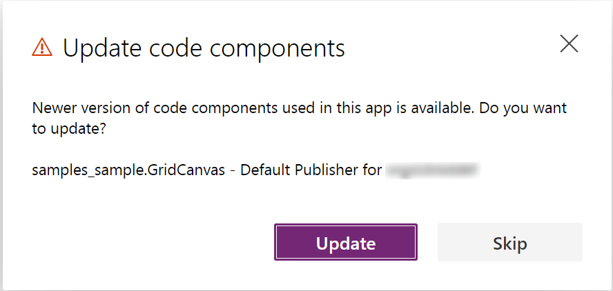 Actualizar componentes de código.