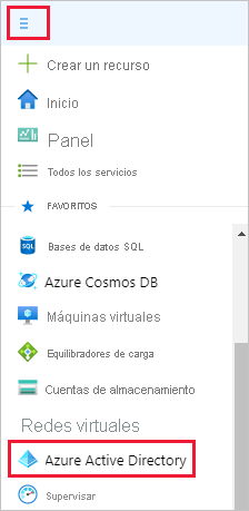 Captura de pantalla de Azure Portal con la opción Microsoft Entra ID destacada.