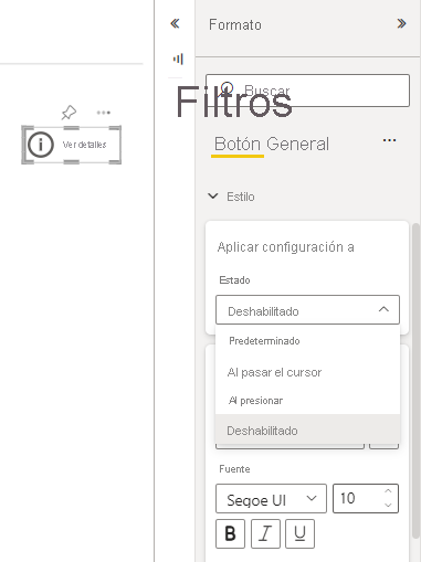 Screenshot showing customized disabled button formatting.