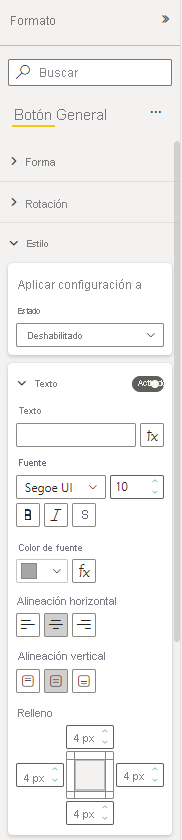 Screenshot showing a formatted disabled button text.