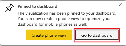 Screenshot shows a success message with the Go to dashboard option called out.