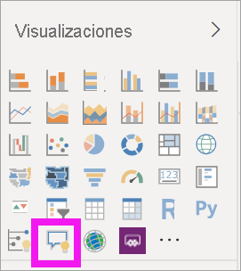 Visualization pane with Q&A visual icon outlined.