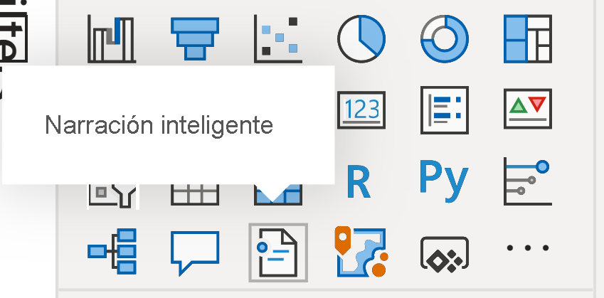 Screenshot showing the Visualizations pane. The Smart narrative icon is selected.