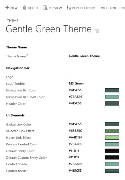 Colores de tema verde suave para la barra de navegación.