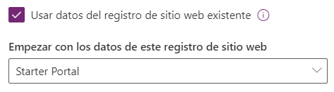 Usar el registro de sitio web existente