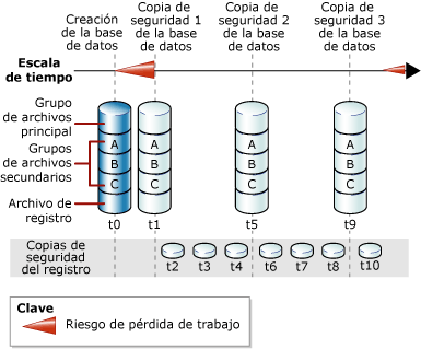 Serie de copias de seguridad completas de la base de datos y del registro