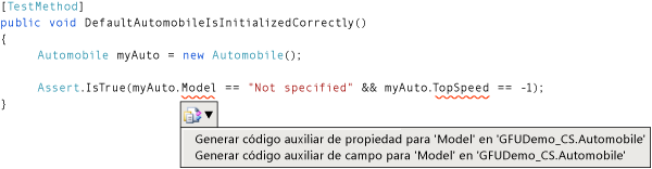 Menú contextual Generar propiedad en C#