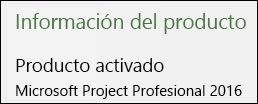 Información del producto: Project Profesional 2016.