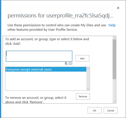 Cuadro de diálogo de permisos para controlar quién puede crear un OneDrive