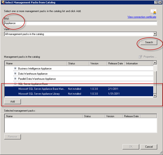 Screenshot of the SQL Server appliance base.