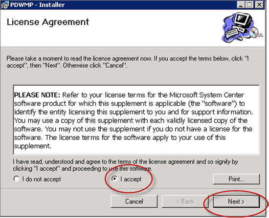Captura de pantalla del contrato de licencia.