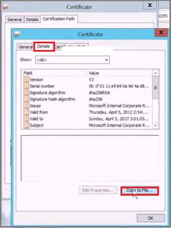 Captura de pantalla del Asistente para exportación de certificados abierto.