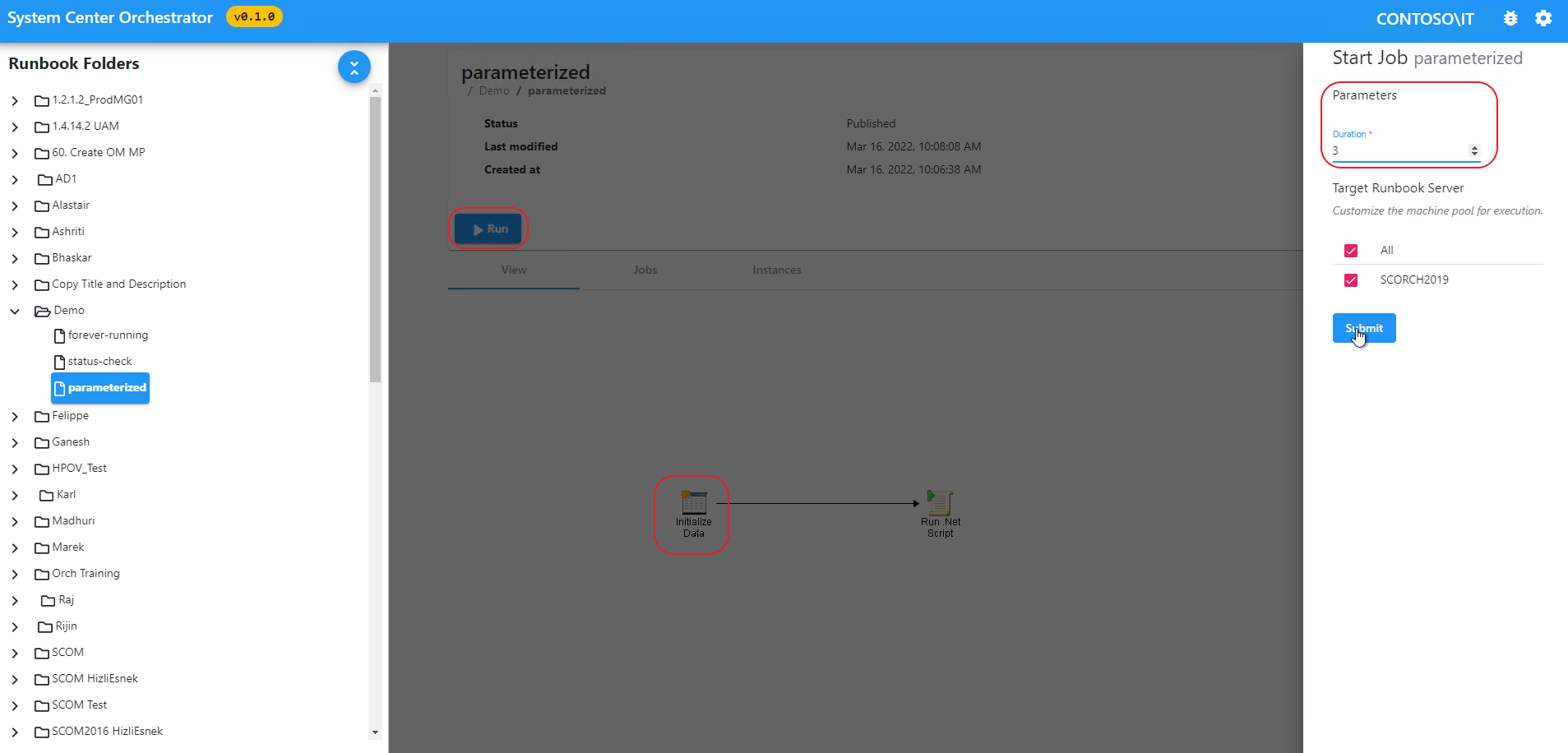 Captura de pantalla que muestra la ejecución con parámetros.